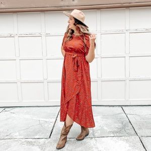 Boho wrap style maxi dress